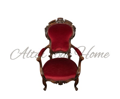 Антикварное кресло в стиле неорококо с резным навершием 1850-х гг. 