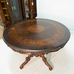 Антикварный палисандровый стол с наборной композицией на столешнице 1960-х гг.