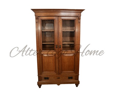 Антикварный книжный дубовый шкаф 1870-х гг. 