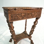 Антикварный стол для рукоделия с резным орнаментом