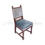 Антикварный стул из ореха кожаный, синий, деревянный