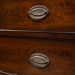 Винтажный книжный шкаф с раскрепованным фасадом и художественной расстекловкой