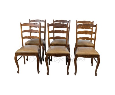 Антикварный комплект дубовых стульев с кожаной обивкой