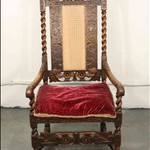 Антикварное дубовое кресло с ротанговой спинкой 1860-х гг. 