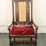 Антикварное дубовое кресло с ротанговой спинкой 1860-х гг. 