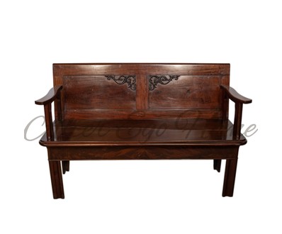 Антикварная скамья из махагони 1900-х гг. 