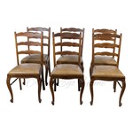 Антикварный комплект дубовых стульев с кожаной обивкой