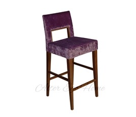 Барный стул в стиле лофт с фиолетовой обивкой