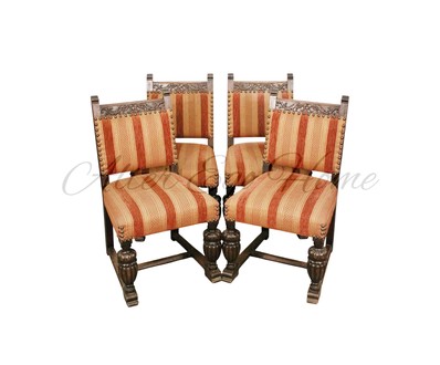 Комплект антикварных стульев с пышными сиденьями 1910-х гг. 