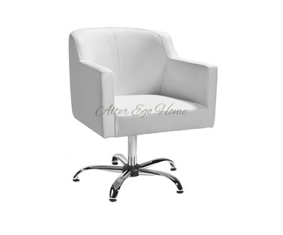 Белый стул-кресло на одной ножке с округлой спинкой