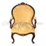 Антикварное кресло с круглой спинкой тёмного дуба 1880-х гг. 