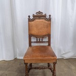 Комплект из 6-ти антикварных резных стульев с кожаной обивкой 1860-х гг. 