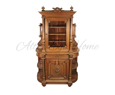 Антикварный одночастный буфет с резным навершием 1870-х гг. 