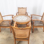 Комплект из 4-х антикварных буковых кресел со спинкой из ротанга 1920-х гг. 
