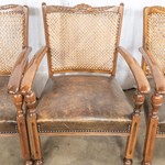 Комплект из 4-х антикварных буковых кресел со спинкой из ротанга 1920-х гг. 