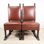 Винтажные дубовые стулья с кожаной обивкой 1930-х гг.