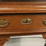 Антикварный шкаф с арочным резным убранством на высоких ножках 1860-х гг.  