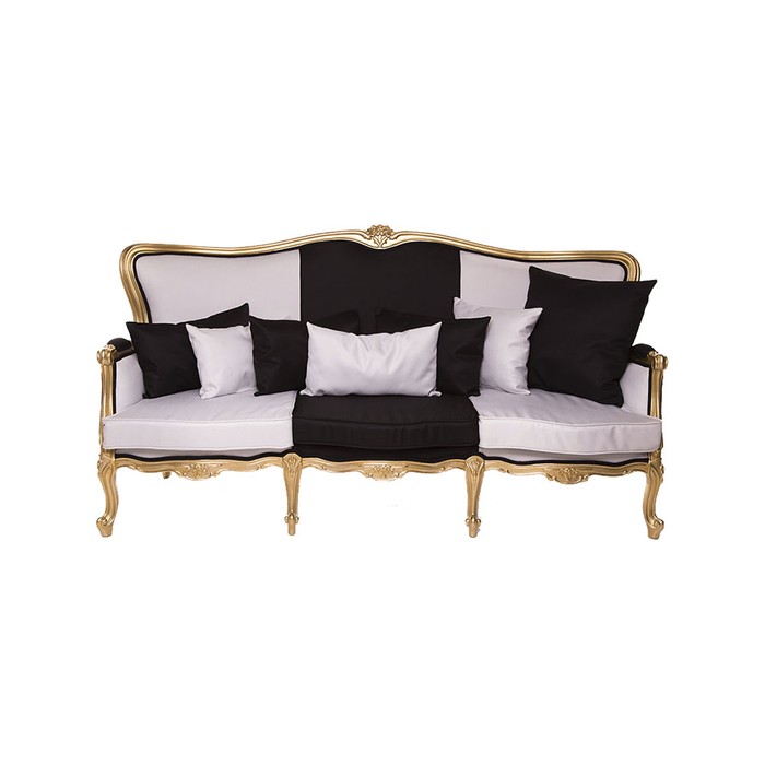 Черно-белый диван с золотым каркасом