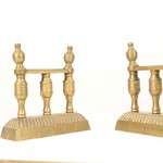 Комплект антикварных таганов и каминных аксессуаров из латуни 1870-х гг. 