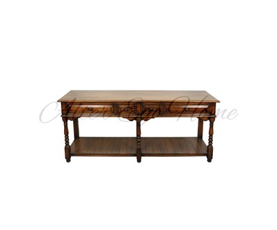 Антикварная дубовая консоль с точеными ножками 1940-х гг. 