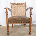 Комплект из 4-х антикварных буковых кресел со спинкой из ротанга 1920-х гг. 