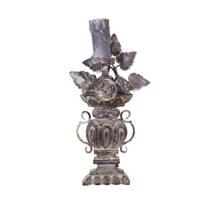 Лампа настенная в виде вазона с розами из дерева и металла