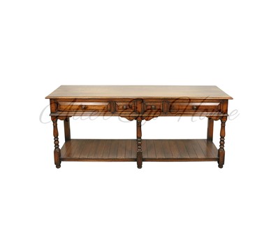 Антикварная дубовая консоль с точеными ножками 1940-х гг. 