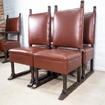 Винтажные дубовые стулья с кожаной обивкой 1930-х гг.