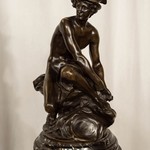 Антикварная бронзовая скульптура античного бога 1870-х гг. 