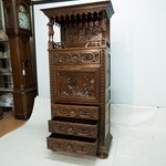 Старинный шкаф-секретер с резной композицией 1860-х гг.