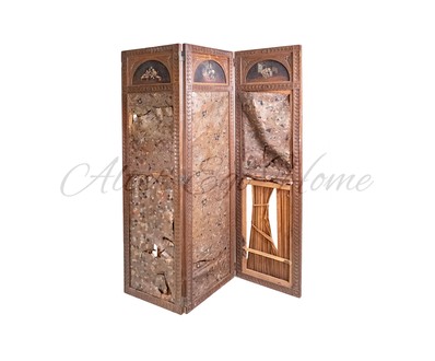 Антикварная ширма с сюжетными сценками 1850-х гг.