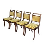 Винтажный комплект стульев в обивке из золотистого бархата (4 шт.)