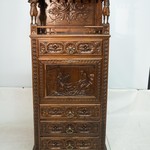 Старинный шкаф-секретер с резной композицией 1860-х гг.
