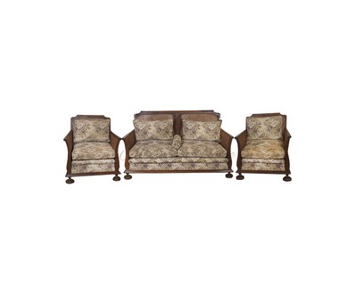 Комплект антикварной мягкой мебели из двух кресел и двухместного диванчика