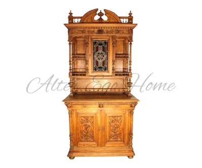 Антикварный французский буфет с витражной вставкой 1870-х гг. 