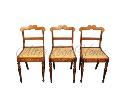 Комплект из 3-х антикварных палисандровых стульев с интарсией 1820-х гг. 
