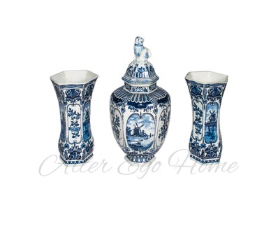 Винтажный комплект из трех керамических ваз