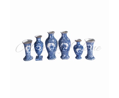 Комплект декоративных керамических ваз с пейзажными вставками