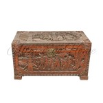 Антикварный китайский сундук с резными композициями 1910-х гг. 