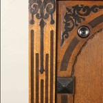 Антикварный шкаф с арочным резным убранством на высоких ножках 1860-х гг.  