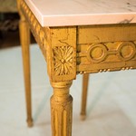 Старинный золоченый консольный стол с мраморной столешницей 1850-х гг.