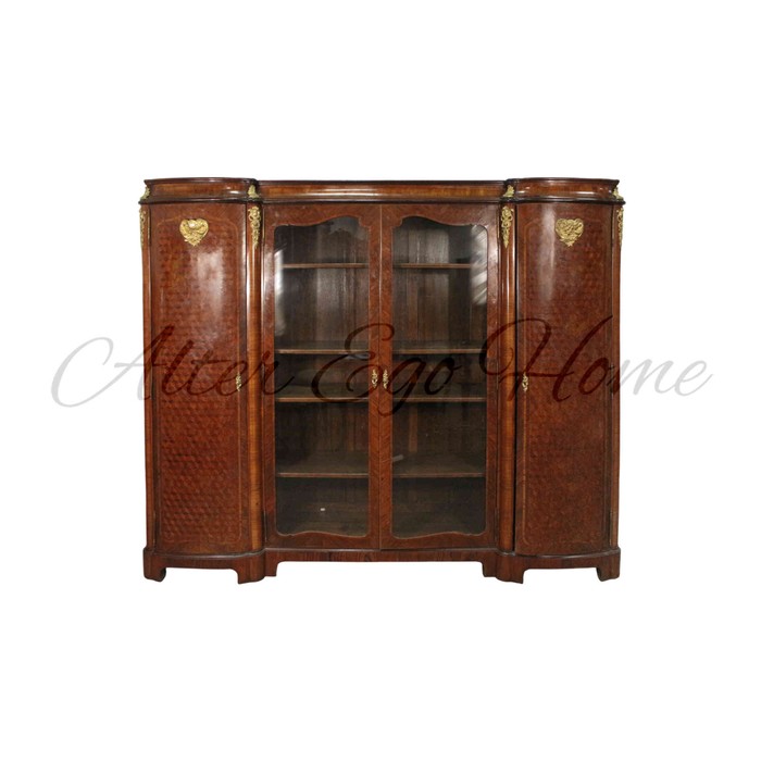 Антикварный книжный шкаф с наборным фасадом дверец 1860-х гг. 