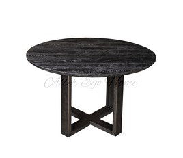 Круглый обеденный стол из дуба чёрный графит