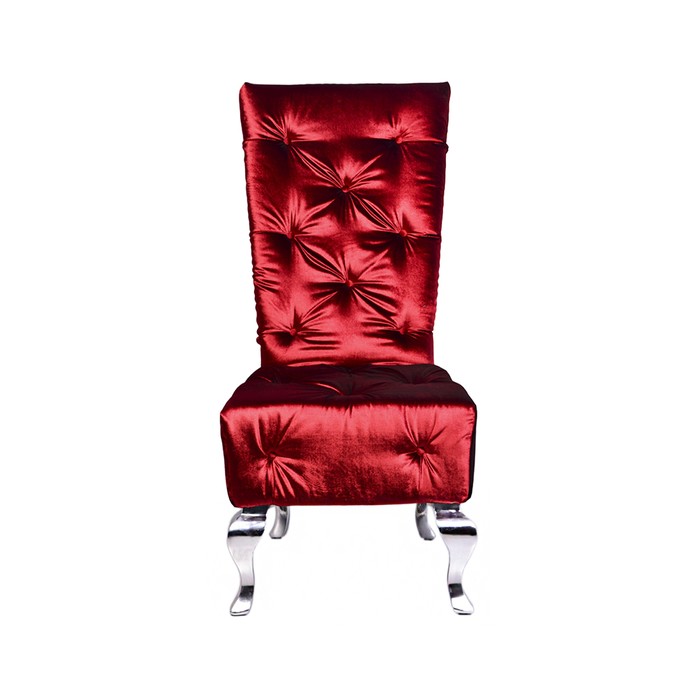 Красный бархатный стул с прямой спинкой