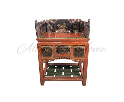 Антикварный консольный стол с высоким поликом китайского лака 1840-х гг.