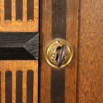 Антикварный шкаф с арочным резным убранством на высоких ножках 1860-х гг.  