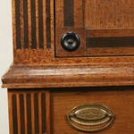 Антикварный шкаф с арочным резным убранством на высоких ножках 1860-х гг.  