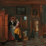 Антикварной шкаф с резными головками 1690-х гг. 