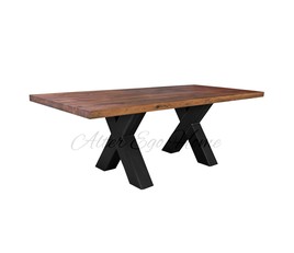 Обеденный стол в стиле лофт из дуба на металлических ножках