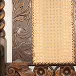 Антикварное дубовое кресло с ротанговой спинкой 1860-х гг. 